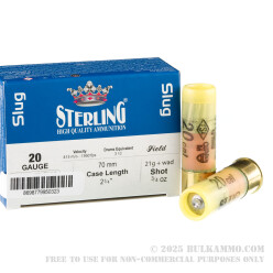 10 Rounds of 20ga Ammo by Sterling - 3/4 ounce rifled slug