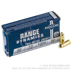 1000 Rounds of .32 ACP Ammo by Fiocchi - 73gr FMJ