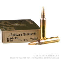 20 Rounds of 5.56x45 Ammo by Sellier & Bellot - 77gr HPBT