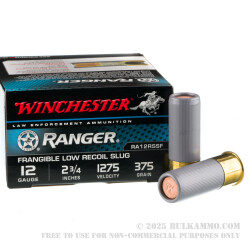 250 Rounds of 12ga Ammo by Winchester Ranger - 375gr Frangible Slug