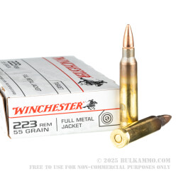 20 Rounds of .223 Ammo by Winchester USA - 55gr FMJ