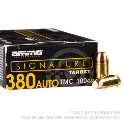 50 Rounds of .380 ACP Ammo by Ammo Inc. - 100gr TMJ