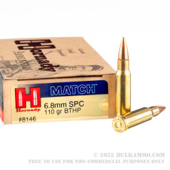 20 Rounds of 6.8 Remington SPC  Ammo by Hornady - 110 gr BTHP