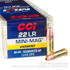 100 Rounds of .22 LR Ammo by CCI Mini-Mag - 40gr SHP