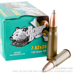 20 Rounds of 7.62x39mm Ammo by Brown Bear - 125gr SP