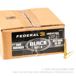 300 Rounds of .223 Ammo by Federal American Eagle Black - 55gr FMJBT