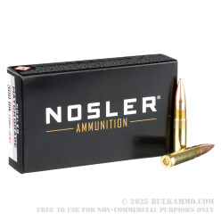 20 Rounds of .300 AAC Blackout Ammo by Nosler Match Grade - 220gr Custom Competition