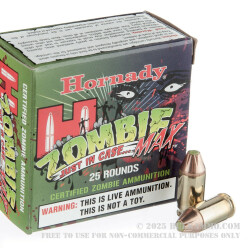 25 Rounds of .380 ACP Ammo by Hornady - 90gr Zombie Z-Max FTX