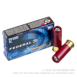 5 Rounds of 12ga Ammo by Federal - 1 ounce Rifled Slug