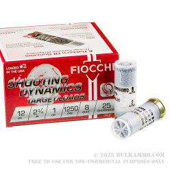 250 Rounds of 12ga Ammo by Fiocchi - 1 ounce #8 shot