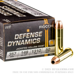 50 Rounds of .357 Mag Ammo by Fiocchi - 148gr JHP