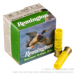 25 Rounds of 20ga Ammo by Remington Sportsman Hi-Speed Steel - 1 ounce #2 steel shot