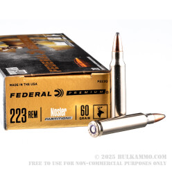 20 Rounds of .223 Ammo by Federal Premium - 60gr Nosler Partition