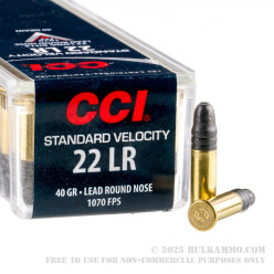 100 Rounds of .22 LR Ammo by CCI - 40gr LRN