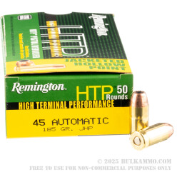 50 Rounds of .45 ACP Ammo by Remington - 185gr JHP