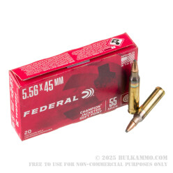 500 Rounds of 5.56x45 Ammo by Federal Champion - 55gr JSP