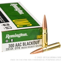 20 Rounds of .300 AAC Blackout Ammo by Remington - 220gr Open Tip