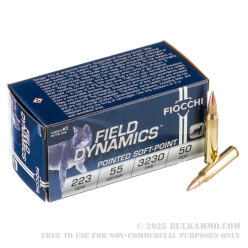 50 Rounds of .223 Rem Ammo by Fiocchi - 55gr PSP