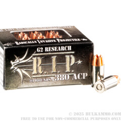 20 Rounds of .380 ACP Ammo by G2 Research - 62gr RIP