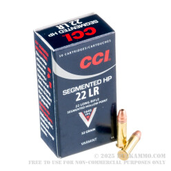 500  Rounds of .22 LR Ammo by CCI - 32 gr Segmented HP