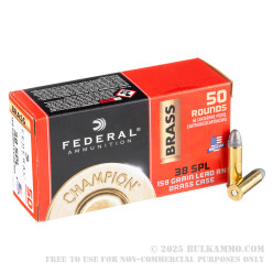 50 Rounds of .38 Spl Ammo by Federal Champion - 158gr LRN