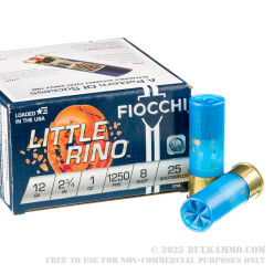 250 Rounds of 12ga Ammo by Fiocchi - 1 ounce #8 shot