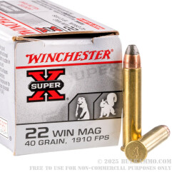 50 Rounds of .22 WMR Ammo by Winchester Super-X - 40gr JHP