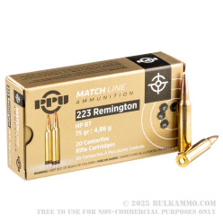 20 Rounds of .223 Ammo by Prvi Partizan - 75gr HPBT Match