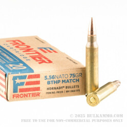 500 Rounds of 5.56x45 Ammo by Hornady Frontier - 75gr HPBT Match