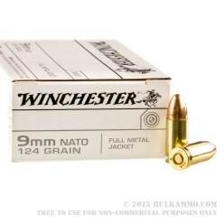 50 Rounds of 9mm Ammo by Winchester - 124gr FMJ