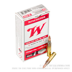 30 Rounds of 5.56x45 Ammo by Winchester - 55gr FMJ M193 on Stripper Clips With Loader