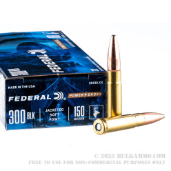 200 Rounds of .300 AAC Blackout Ammo by Federal Power-Shok - 150gr JSP