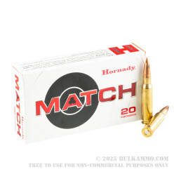 20 Rounds of .308 Win Ammo by Hornady - 168gr HPBT Match