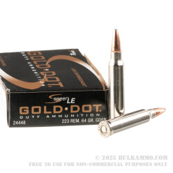 500 Rounds of .223 Ammo by Speer Gold Dot - 64gr SP