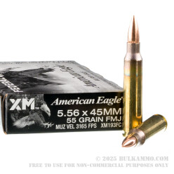 20 Rounds of 5.56x45 Ammo by Federal American Eagle - 55gr FMJBT XM193