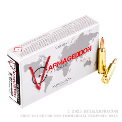 20 Rounds of .22-250 Rem Ammo by Nosler Varmageddon Ammunition - 55gr Flat Base Hollow-Point (FBHP)