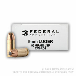 50 Rounds of 9mm Ammo by Federal - 95gr JSP