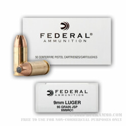 50 Rounds of 9mm Ammo by Federal - 95gr JSP