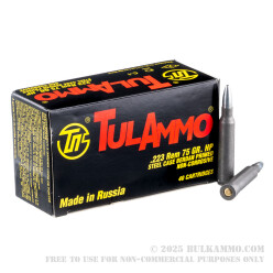 1000 Rounds of .223 Ammo by Tula - 75gr HP