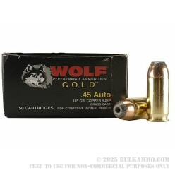 50 Rounds of .45 ACP Ammo by Wolf - 185gr JHP