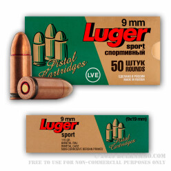 1350 Rounds of 9mm Ammo by LVE - 115gr FMJ