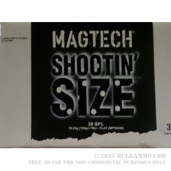 900 Rounds of .38 Spl Ammo by Magtech Shootin' Size - 158gr FMJFN