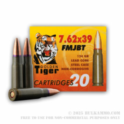 1000 Rounds of 7.62x39mm Ammo by Golden Tiger - 124gr FMJBT