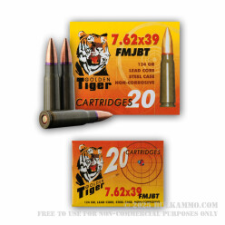 1000 Rounds of 7.62x39mm Ammo by Golden Tiger - 124gr FMJBT