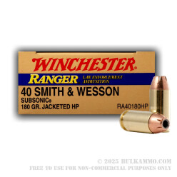 Winchester Ranger 40 S&W Defense Ammo For Sale