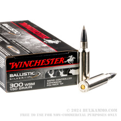 20 Rounds of .300 Win Short Mag Ammo by Winchester Ballistic Silvertip- 150gr Polymer Tipped