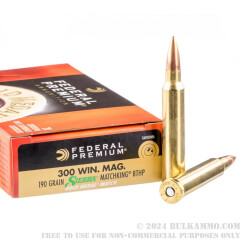 200 Rounds of .300 Win Mag Ammo by Federal Gold Medal - 190gr MatchKing HPBT
