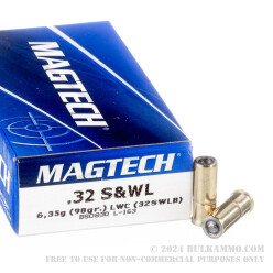 50 Rounds of .32S&W Long Ammo by Magtech - 98gr Lead Wadcutter