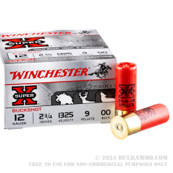 25 Rounds of 12ga Ammo by Winchester Super-X - 00 Buck