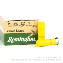 25 Rounds of 20ga Ammo by Remington - 7/8 ounce #6 shot